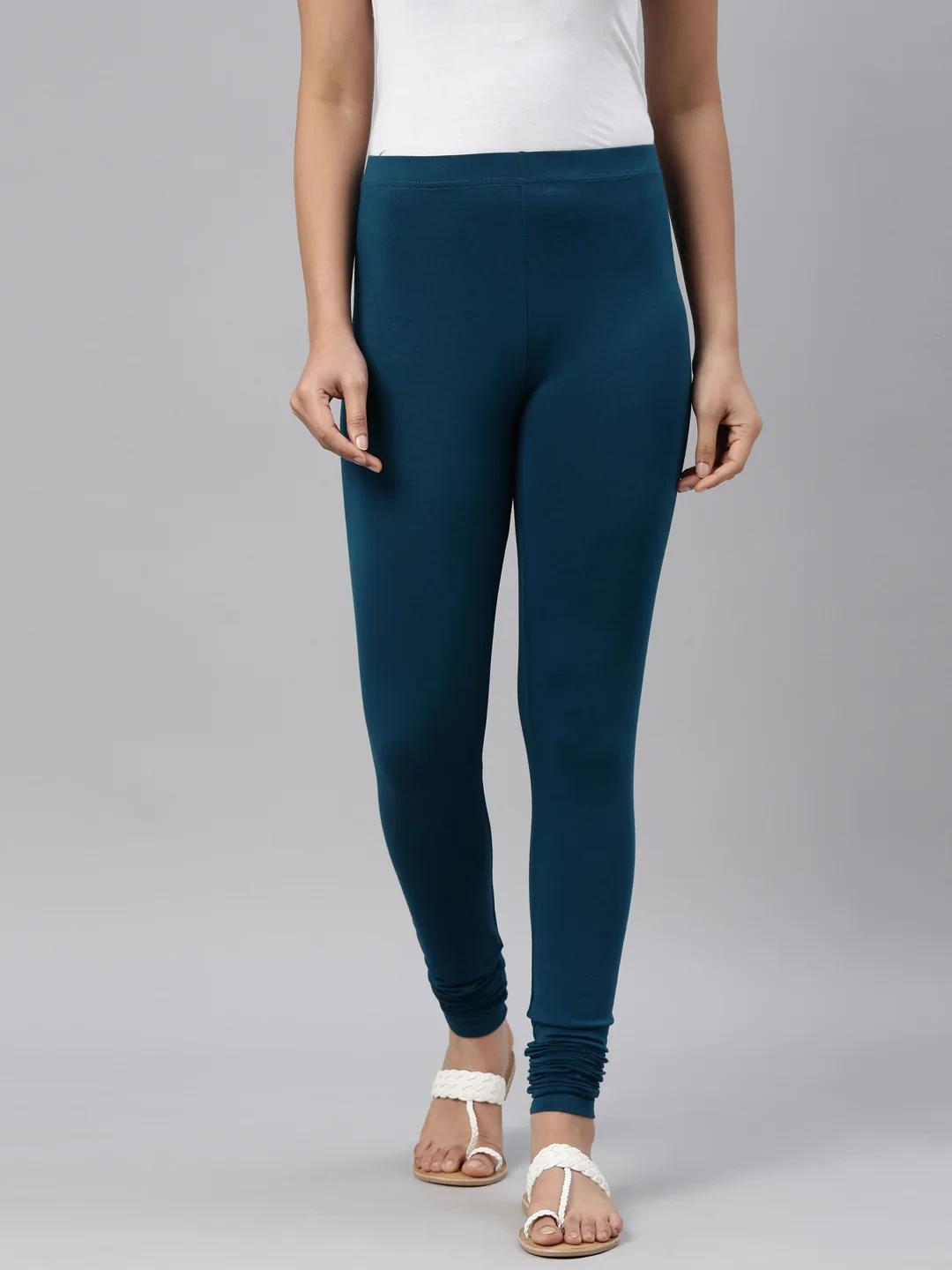 GO COLORS CHUDIDHAR LEGGING (TURQUOISE COLOUR)